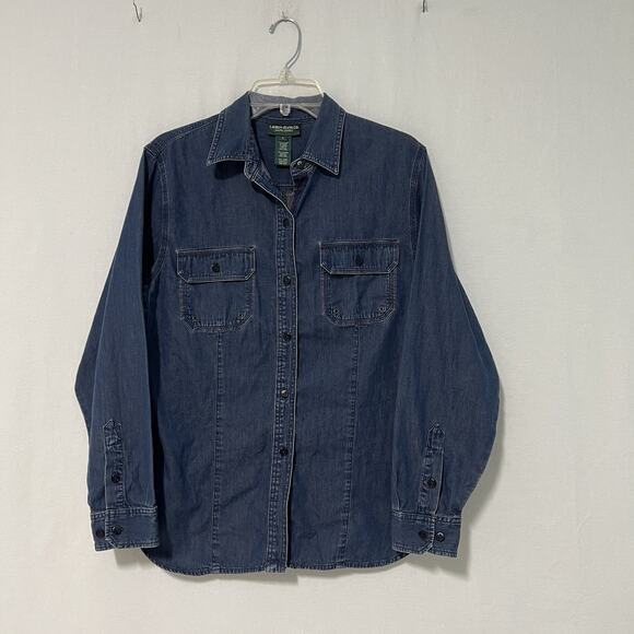 Vtg Ralph Lauren Jean Company Denim Shirt Large Button Down Long Sleeve Cotton - Picture 3 of 14